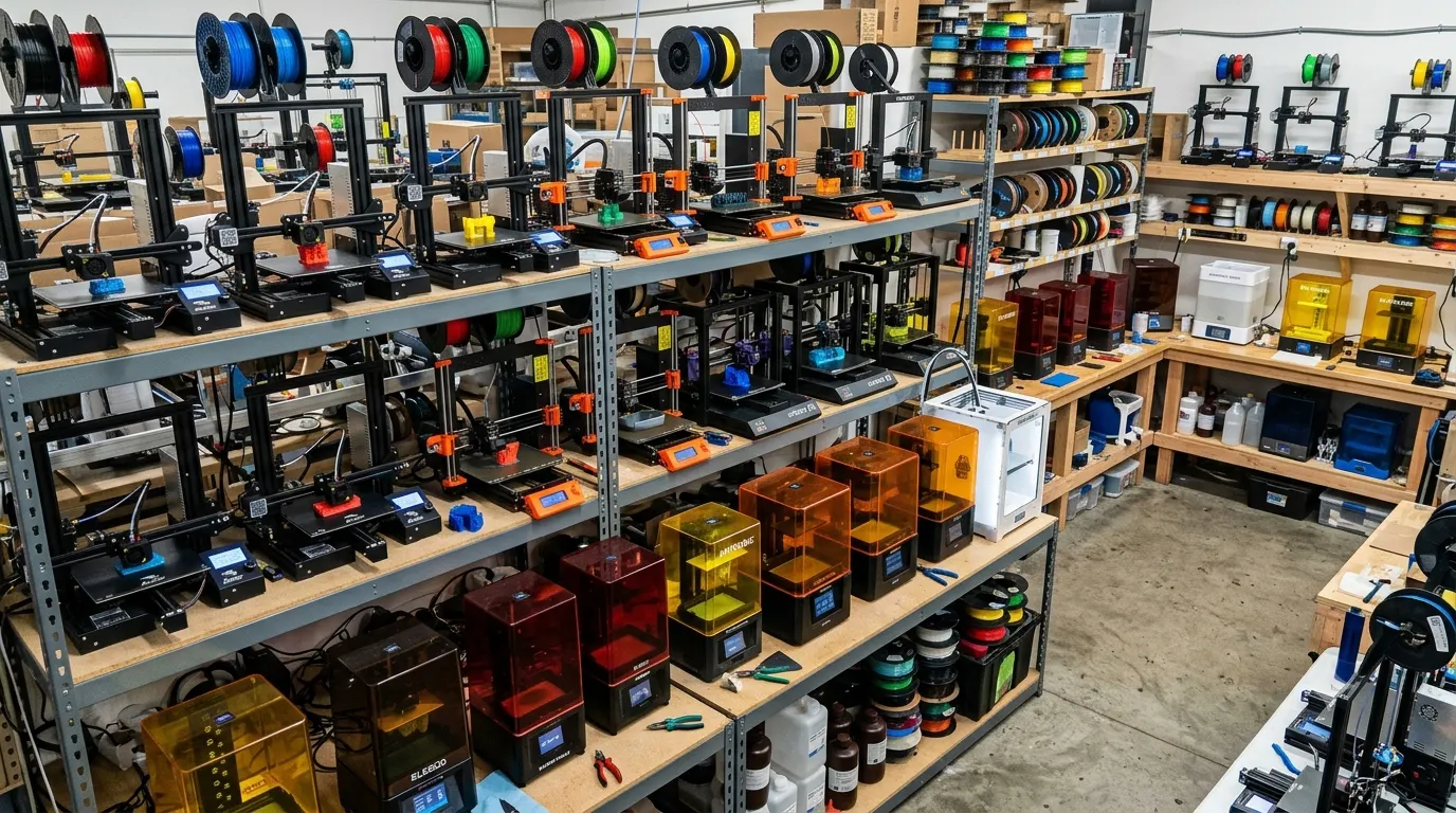 Atelier d'impression 3D, machines FDM et résine